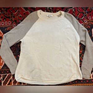 Madewell Women’s Cream and Gray Waffle Knit Sweater-Wool, Alpaca, Viscose